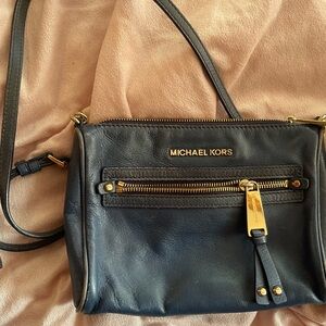 Michael Kors Navy Leather Crossbody Bag
